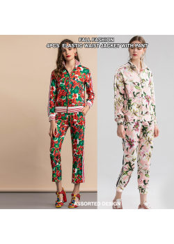 Sigma Fashion Assorted Design 2pcs Sweat Women's Elastic Waist Jacket With Pant, SG072